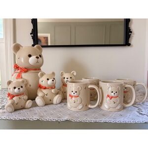Vintage Otagiri Japan Teddy Bear Set 8pc